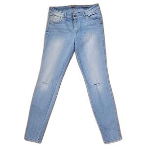 Guess Women's Light Wash Distressed Knee Skinny Jeans Curve X